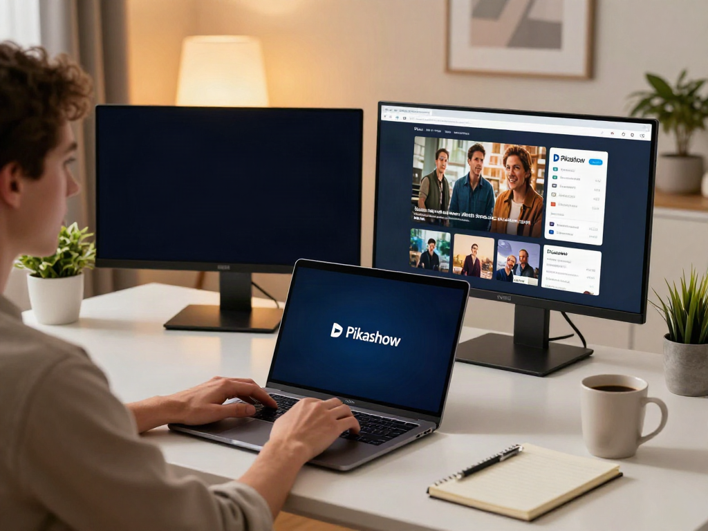 Enjoying Pikashow windows 10 streaming in a modern home office.