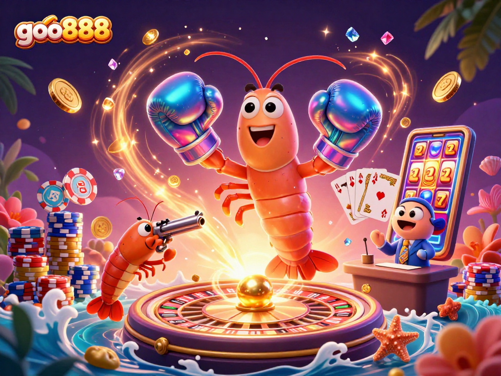 Experience exciting wins with goo888's vibrant 3D casino scene featuring thrilling gameplay elements.